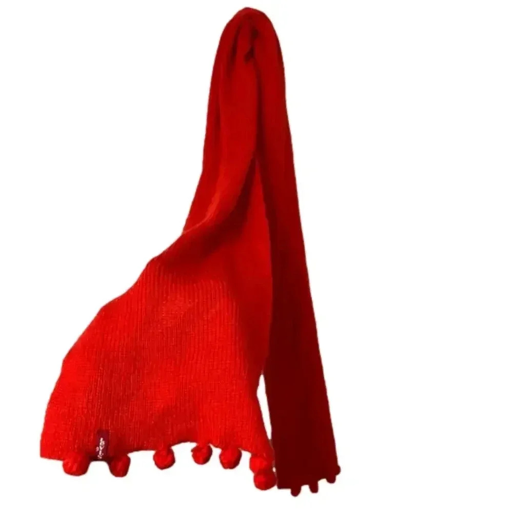 Levi's Women's Cozy Warm Crochet Popcorn-Stitch Scarf Red, One Size